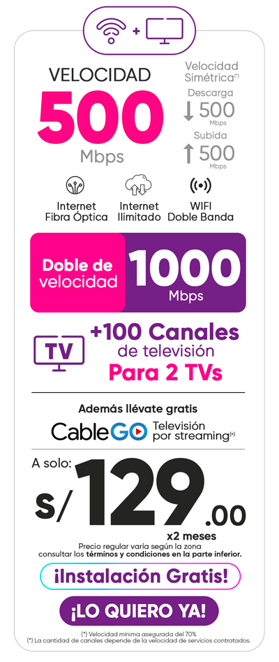 Internet Residencial más Cable para TV