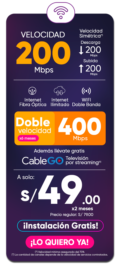 Internet Residencial más Cable para TV