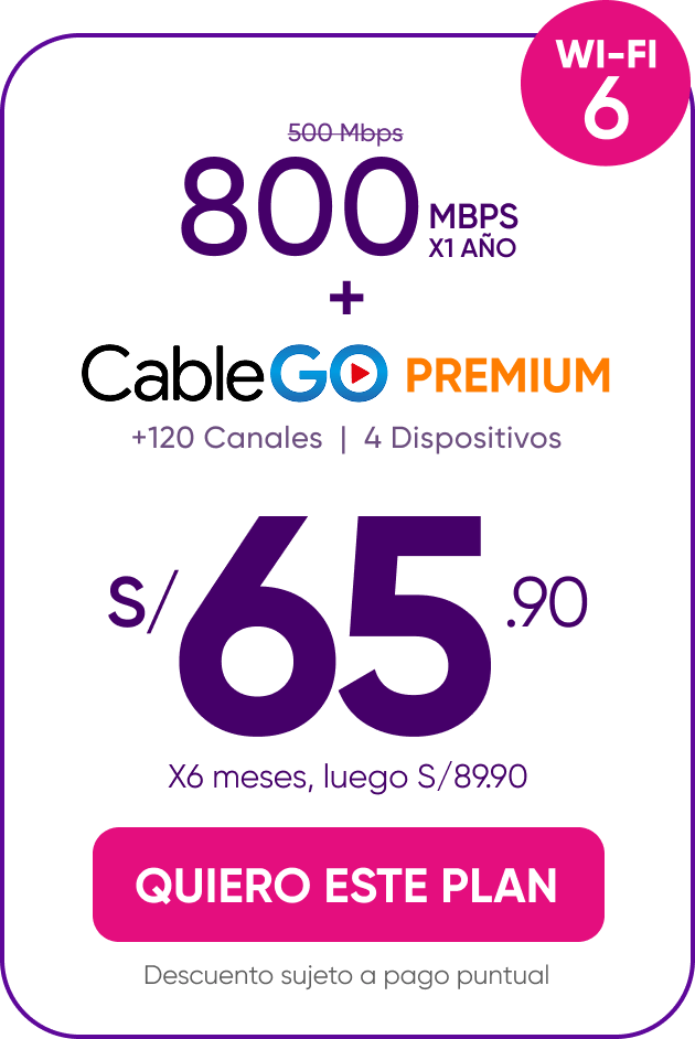 Planes CableGo 800mb